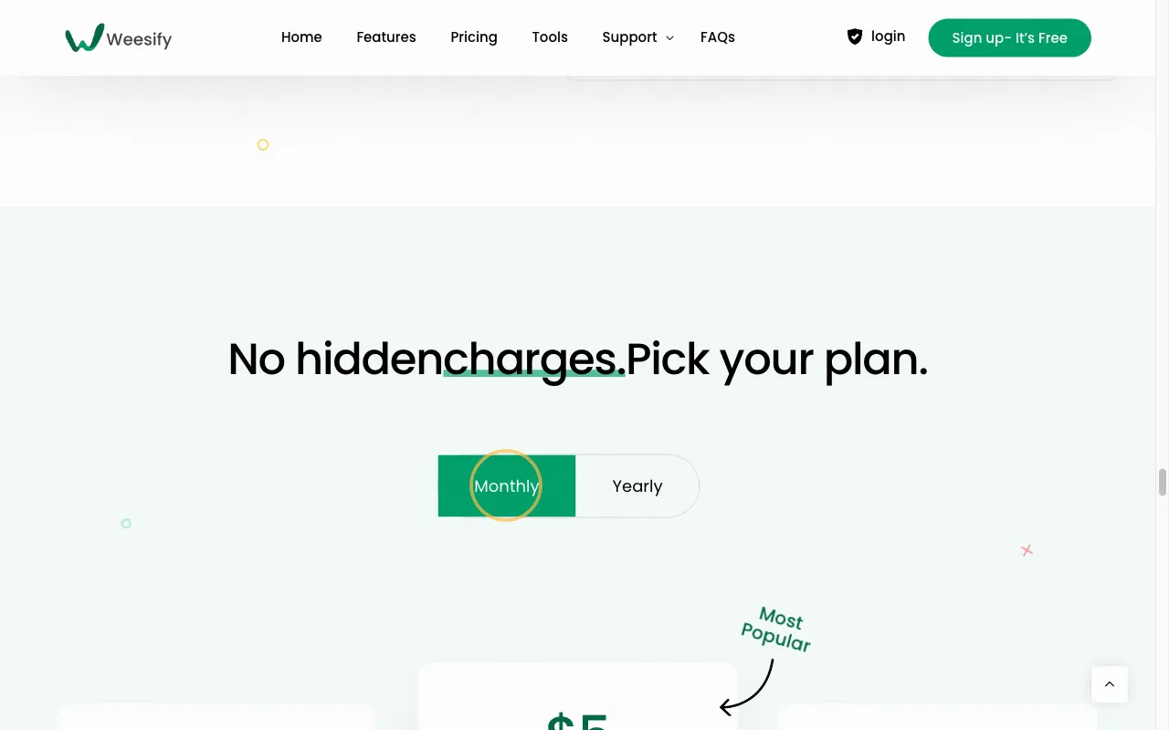 Weesify — pricing page