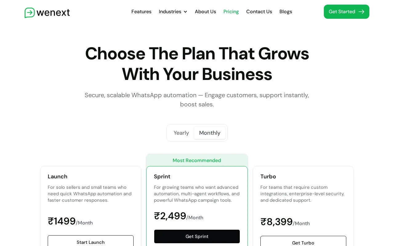 wenext.ai — pricing page