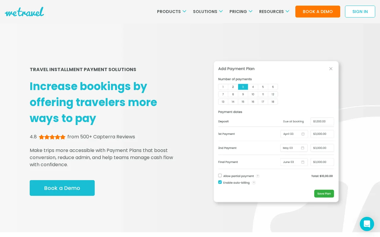 Wetravel — pricing page