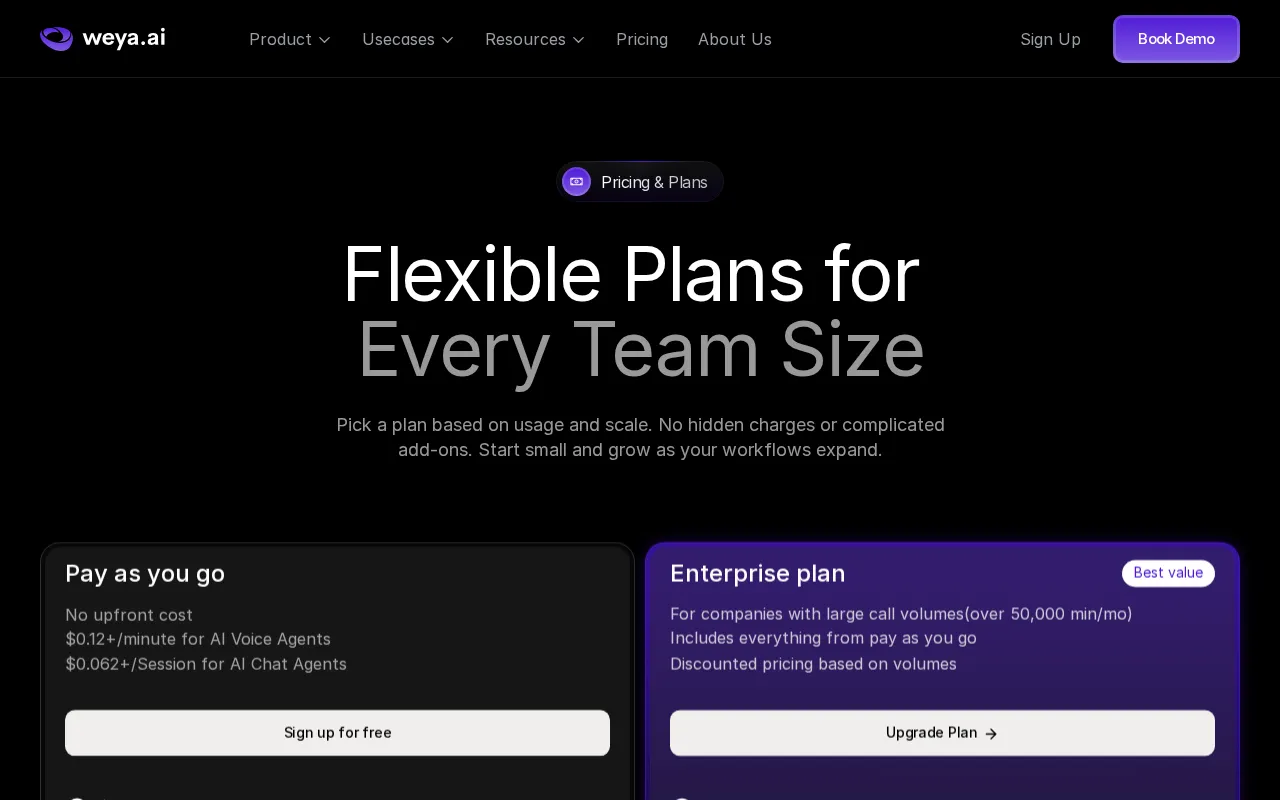 weya — pricing page