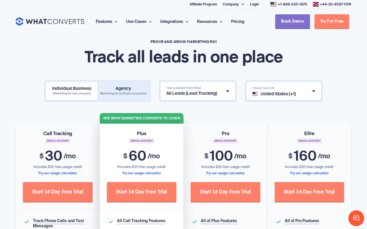 Whatconverts — pricing page