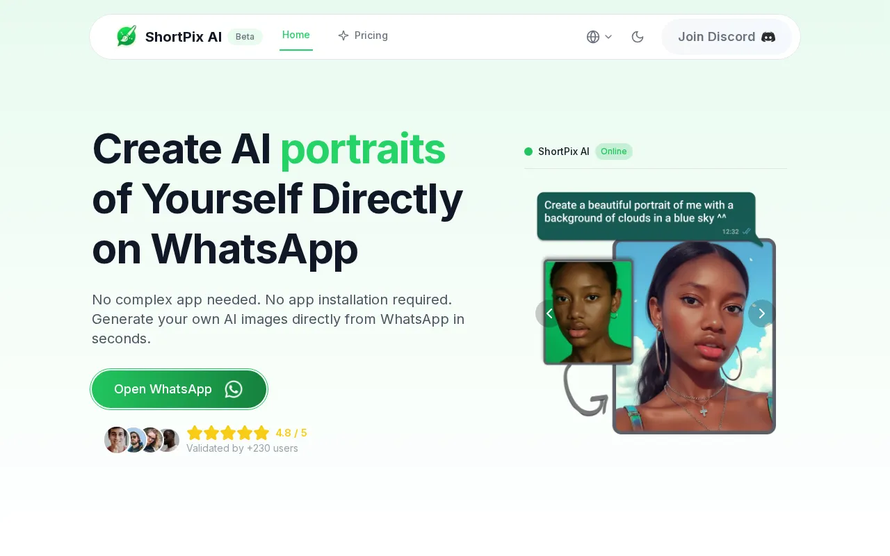 WhatsApp AI Gen - Generate AI Photos on WhatsApp — preview screenshot