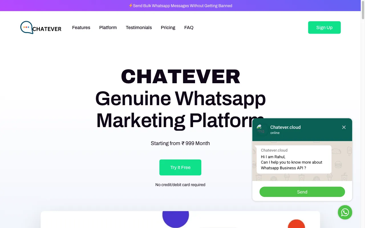 Chatever - Genuine Whatsapp Marketing Platform — preview screenshot