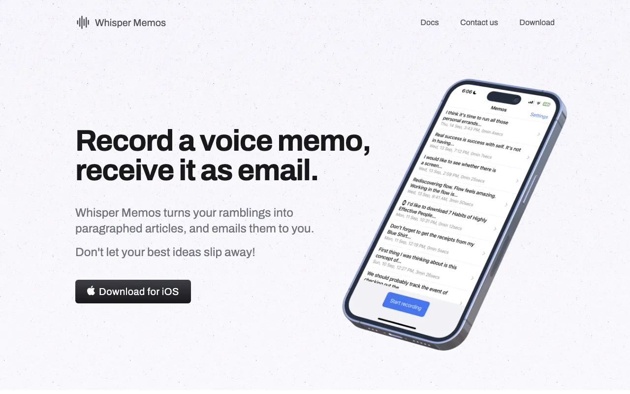 Whisper Memos — preview screenshot