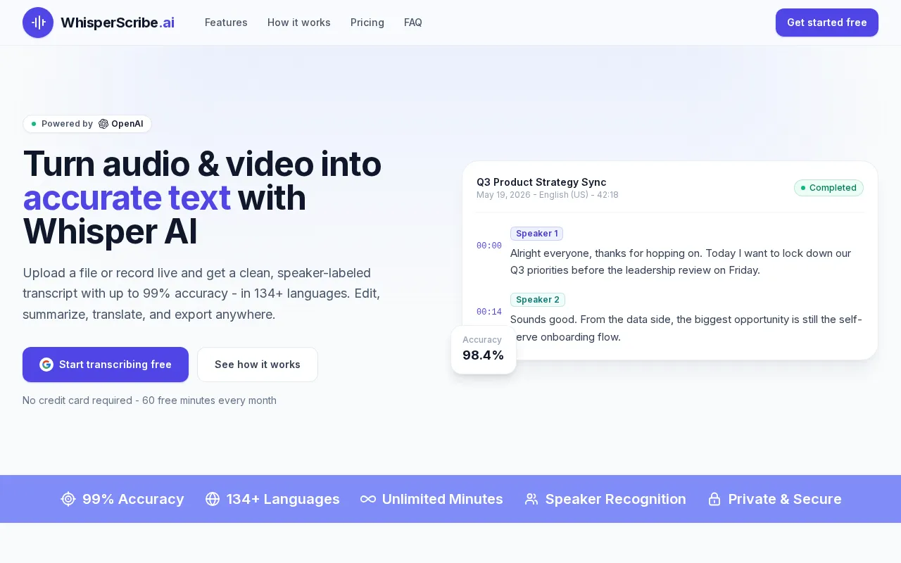 WhisperScribe.ai — preview screenshot