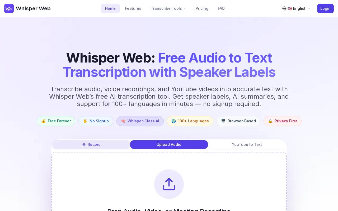 Whisper Web — preview screenshot