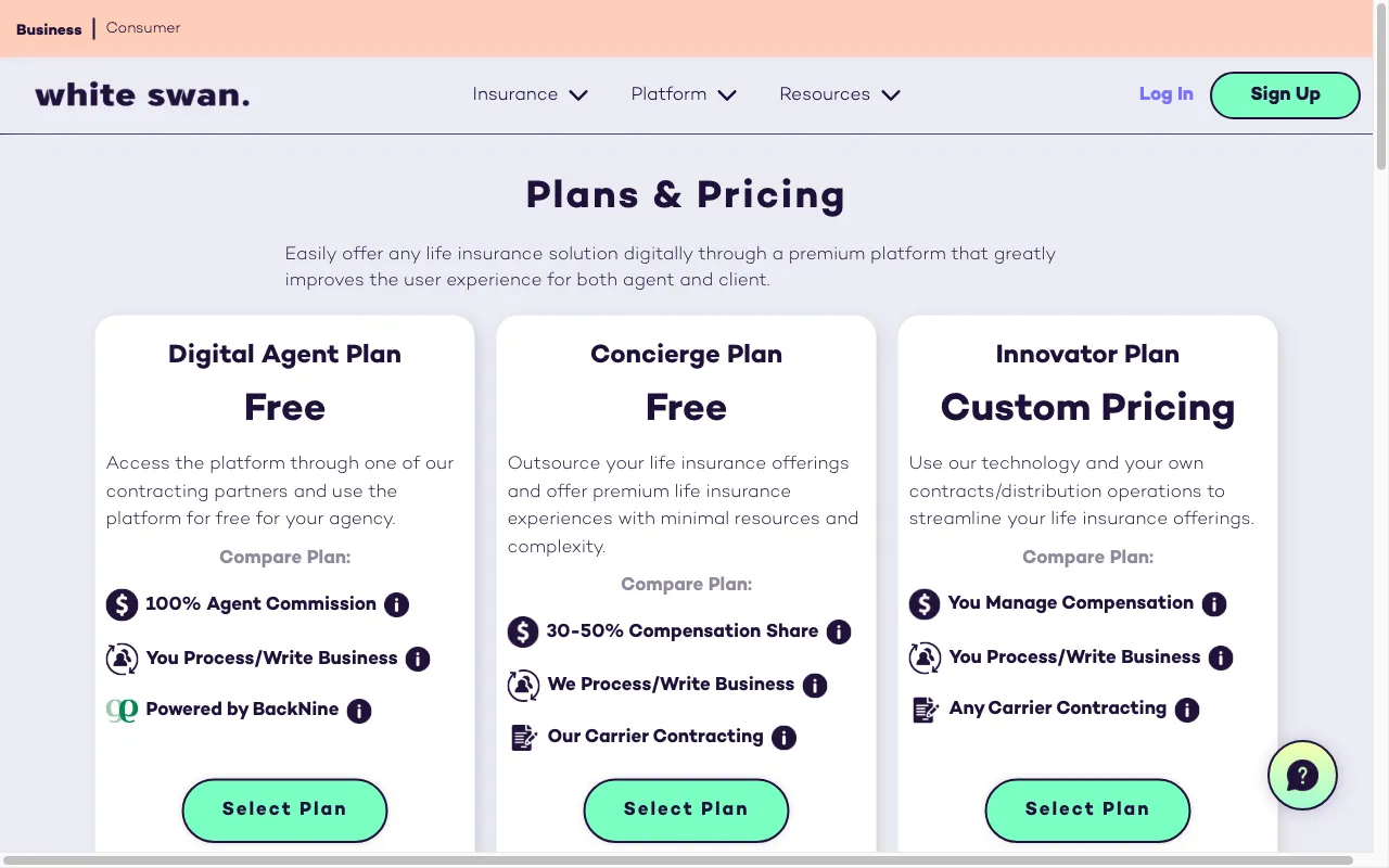 White Swan — pricing page