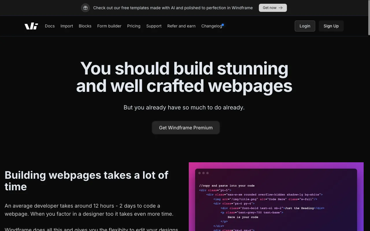 Windframe — pricing page
