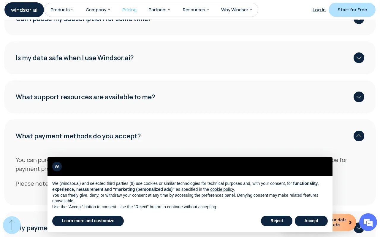 Windsor — pricing page