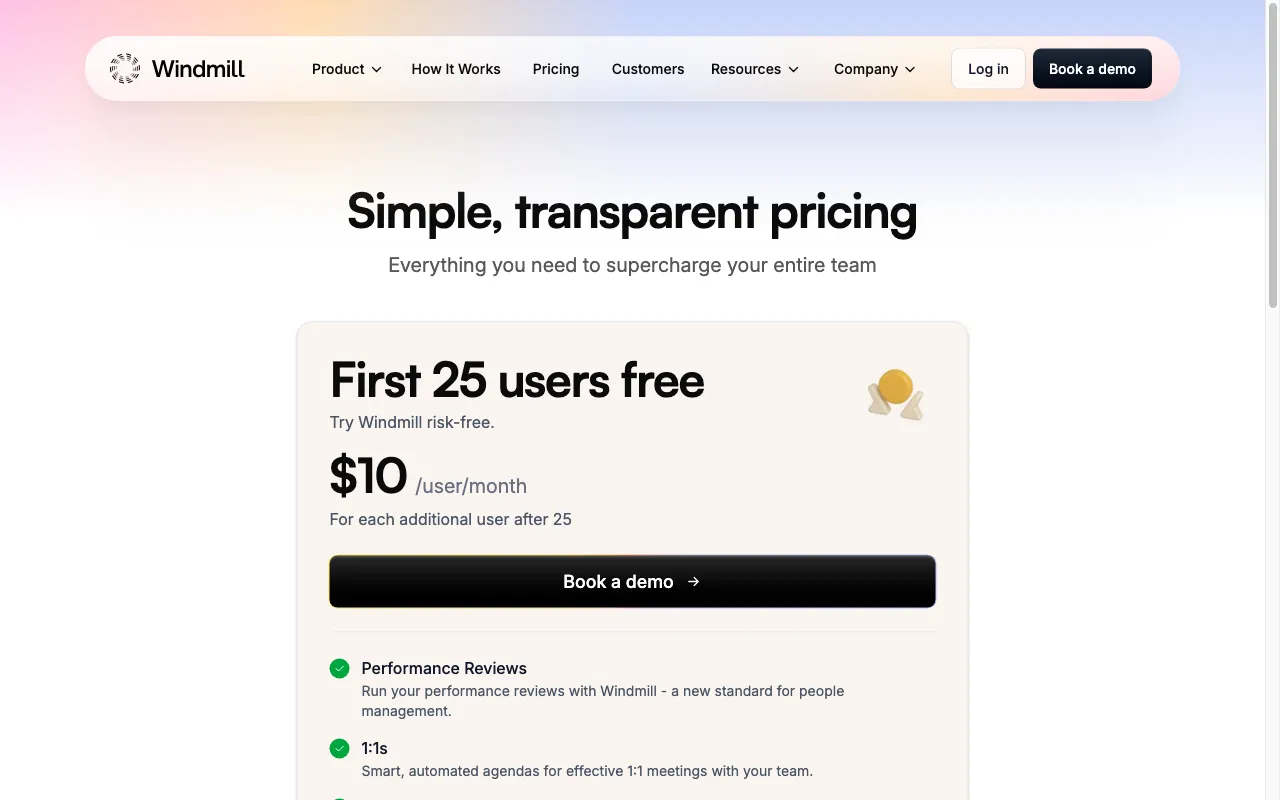 Windmill — pricing page