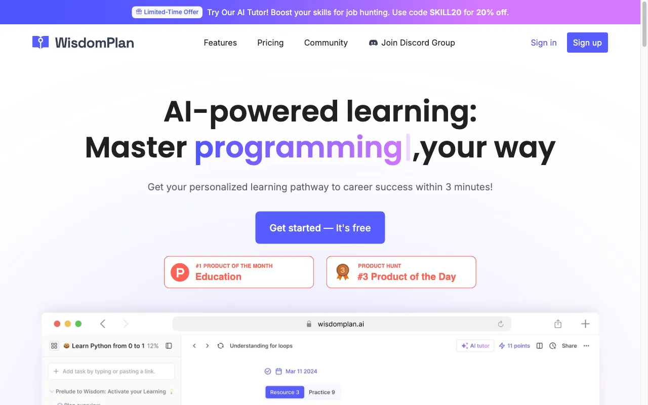 WisdomPlan — preview screenshot
