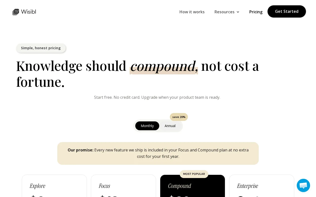 Wisibl — pricing page