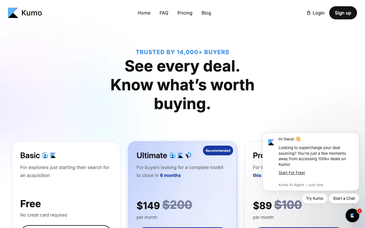 Kumo — pricing page