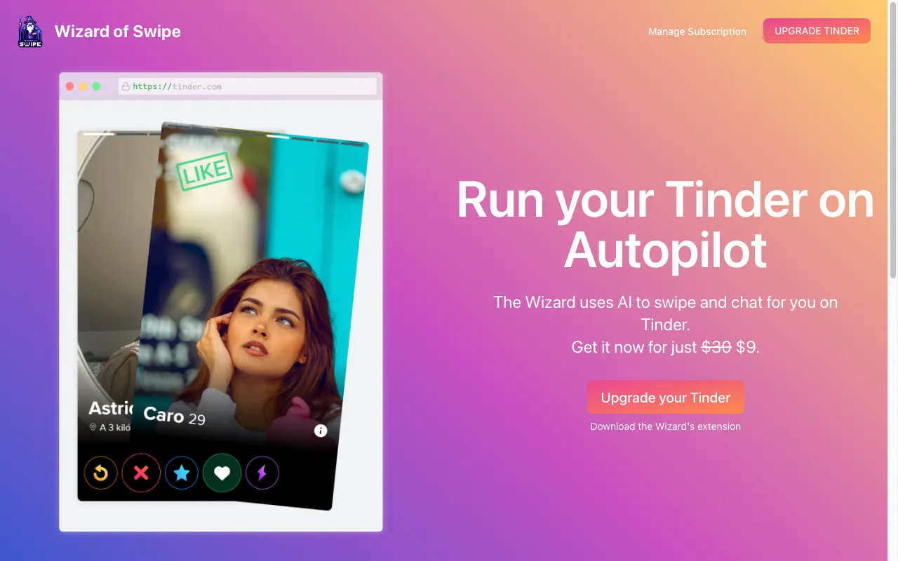 Wizard of Swipe for Tinder — preview screenshot