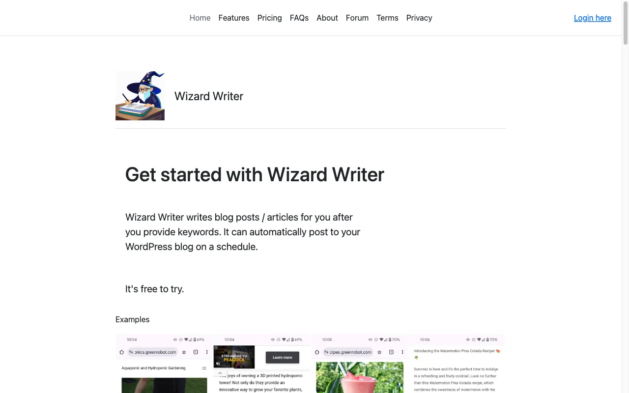 Wizard Writer — preview screenshot