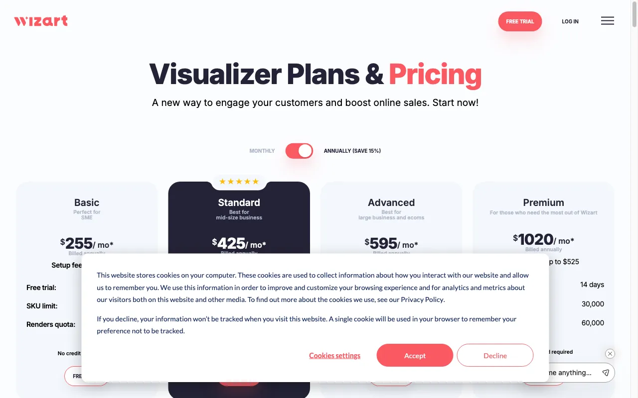wizart.ai — pricing page