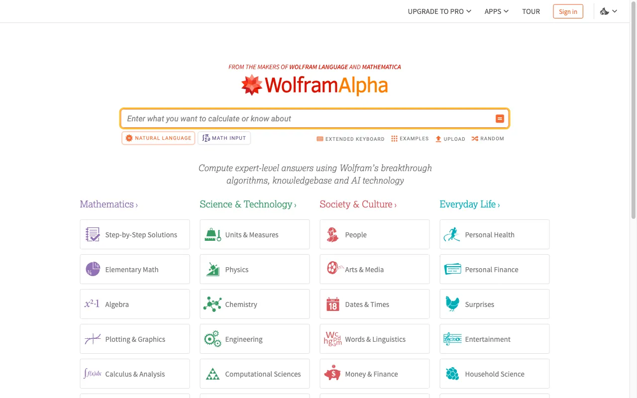 WolframAlpha — preview screenshot