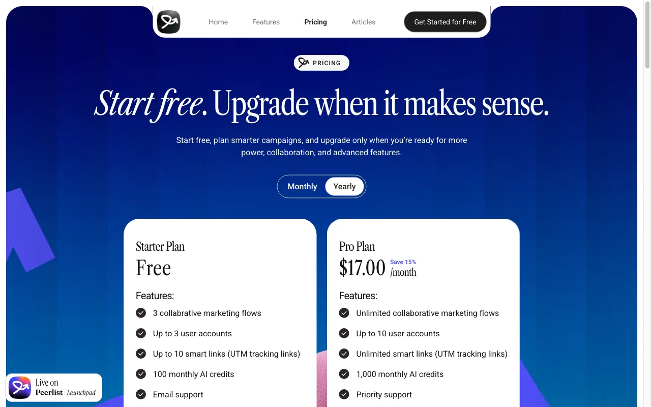 Wonderflow App — pricing page