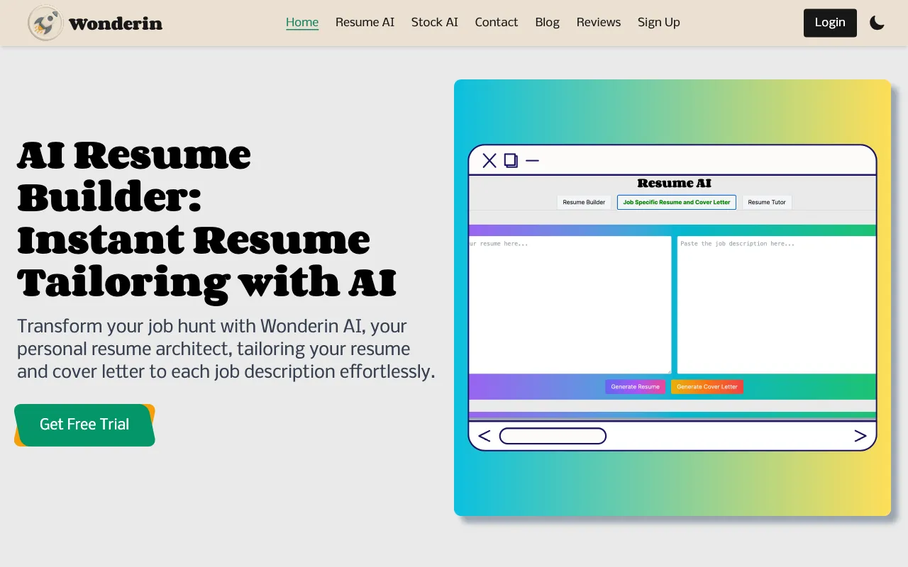 Wonderin Resume AI — preview screenshot