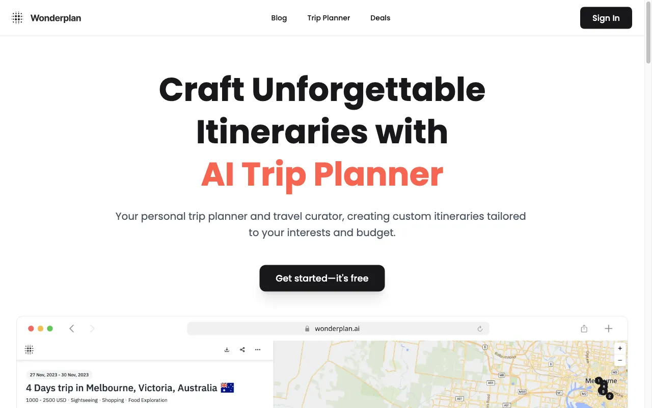 Wonderplan AI — preview screenshot
