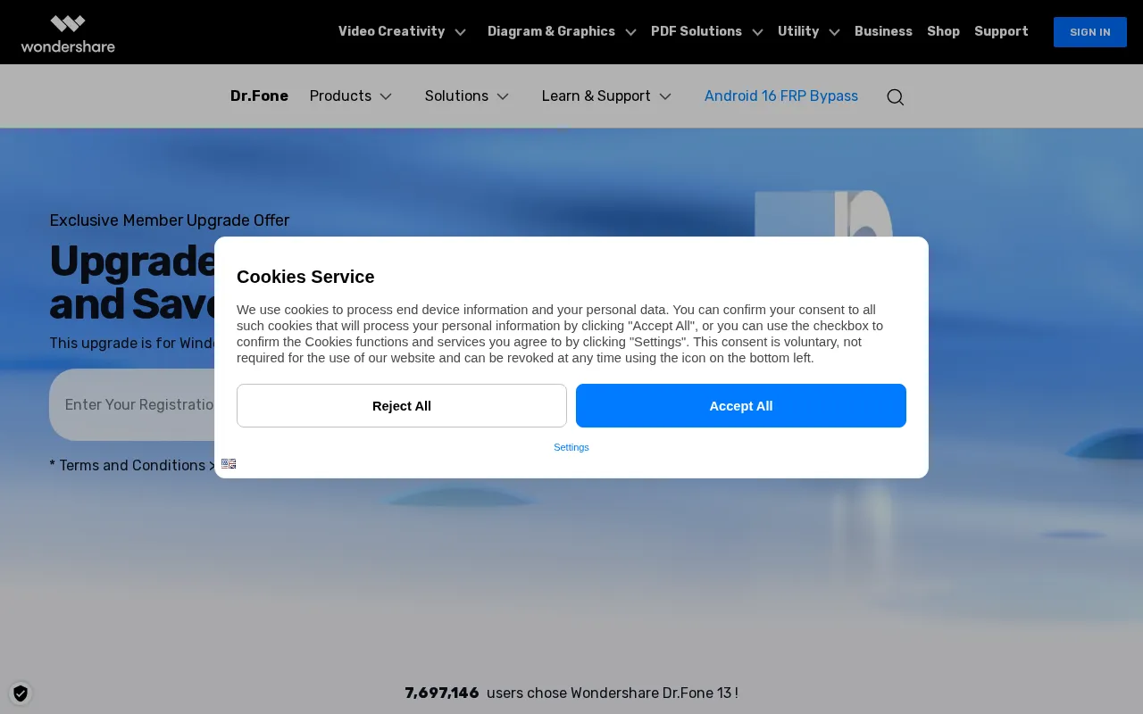 Wondershare Dr.Fone — pricing page