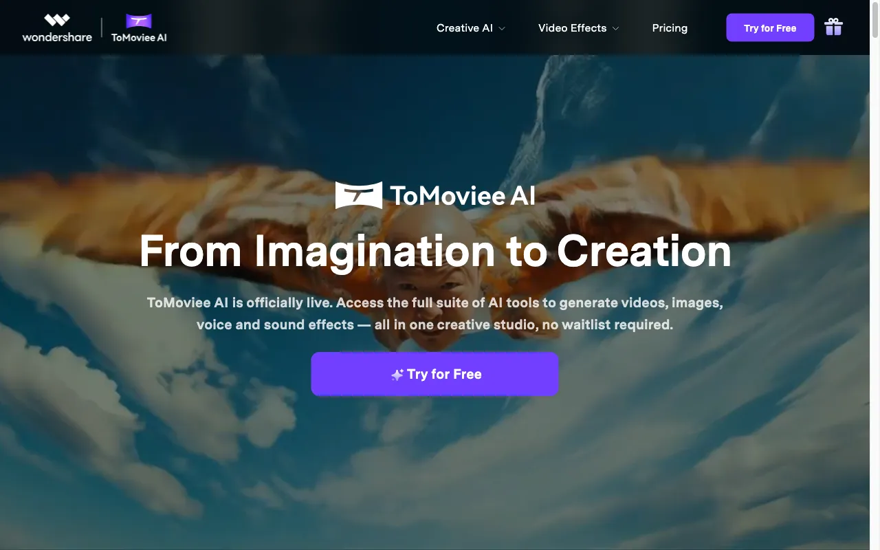 WonderShare ToMoviee AI — preview screenshot