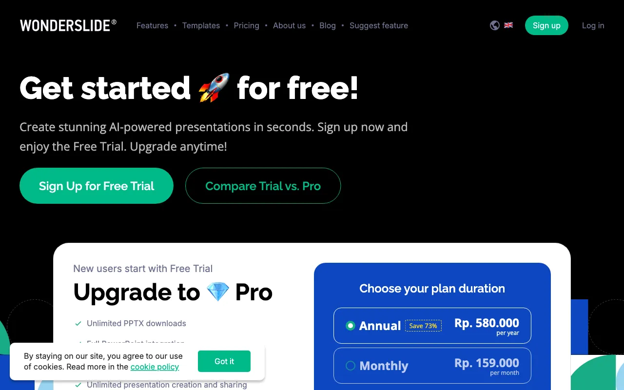 Wonderslide — pricing page