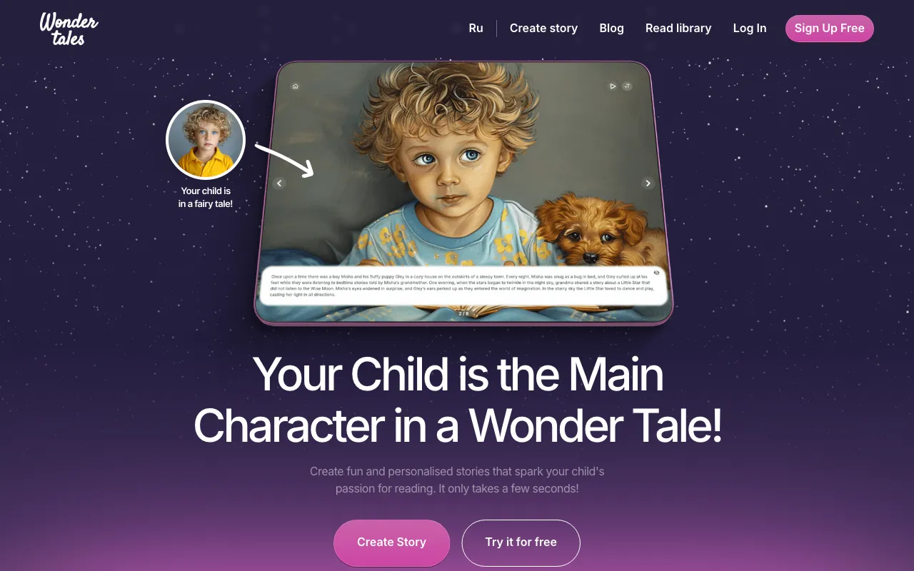 WonderTales -- bedtime story generator — preview screenshot