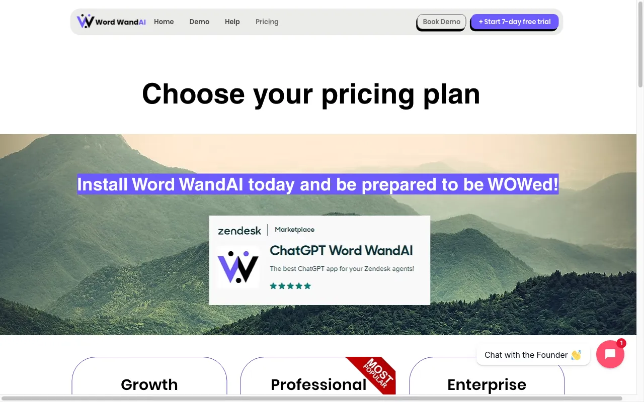 Word WandAI — pricing page