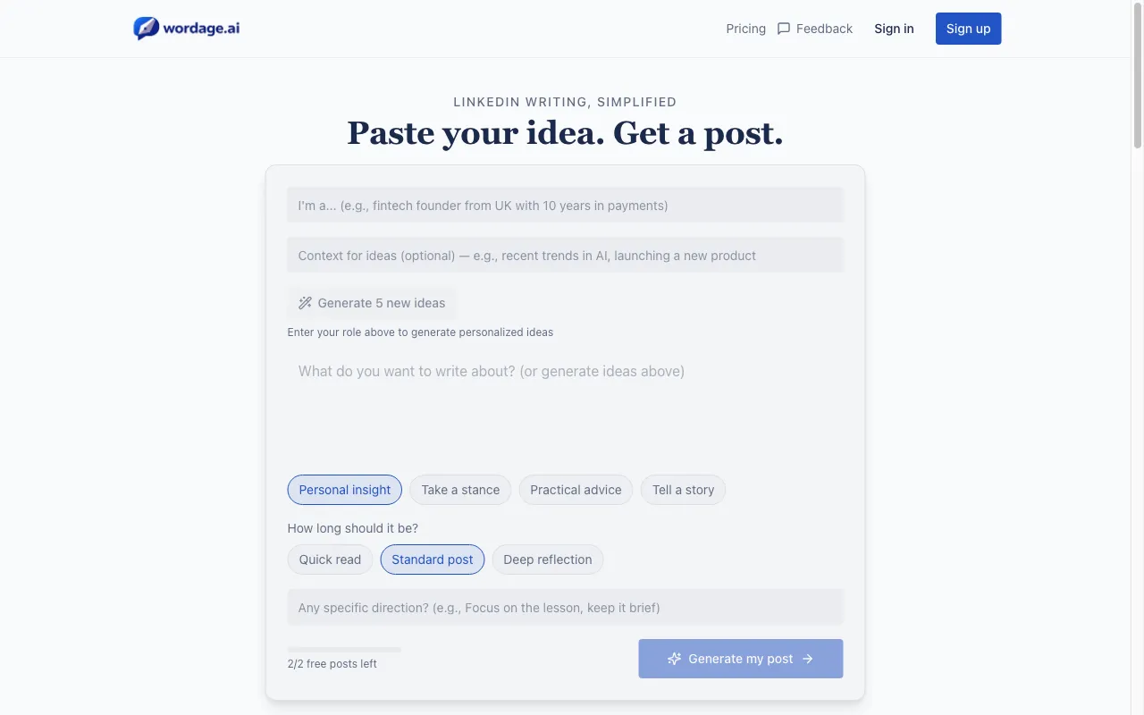 Wordage AI — preview screenshot