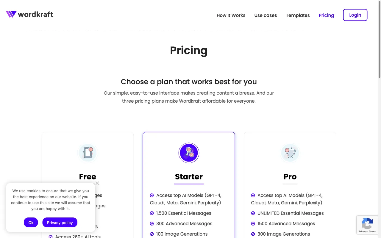 Wordkraft — pricing page