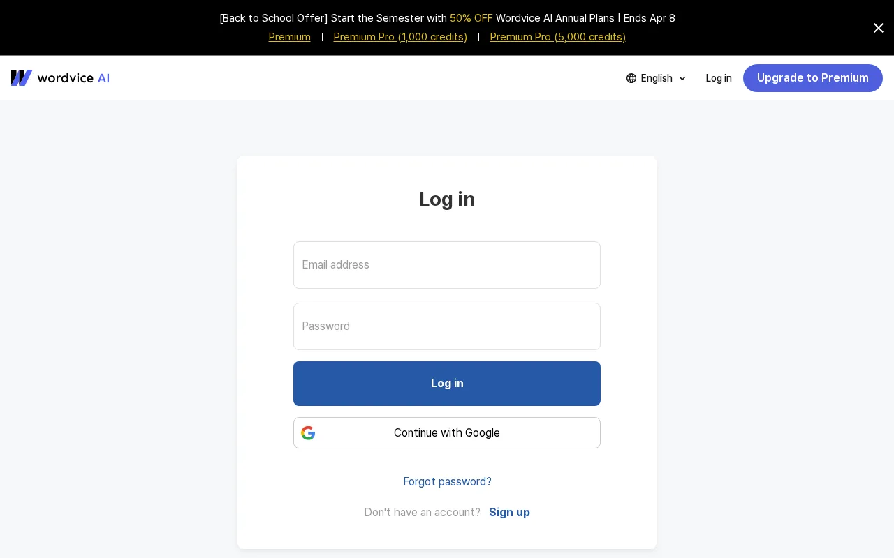 Wordvice AI Writing Assistant — pricing page