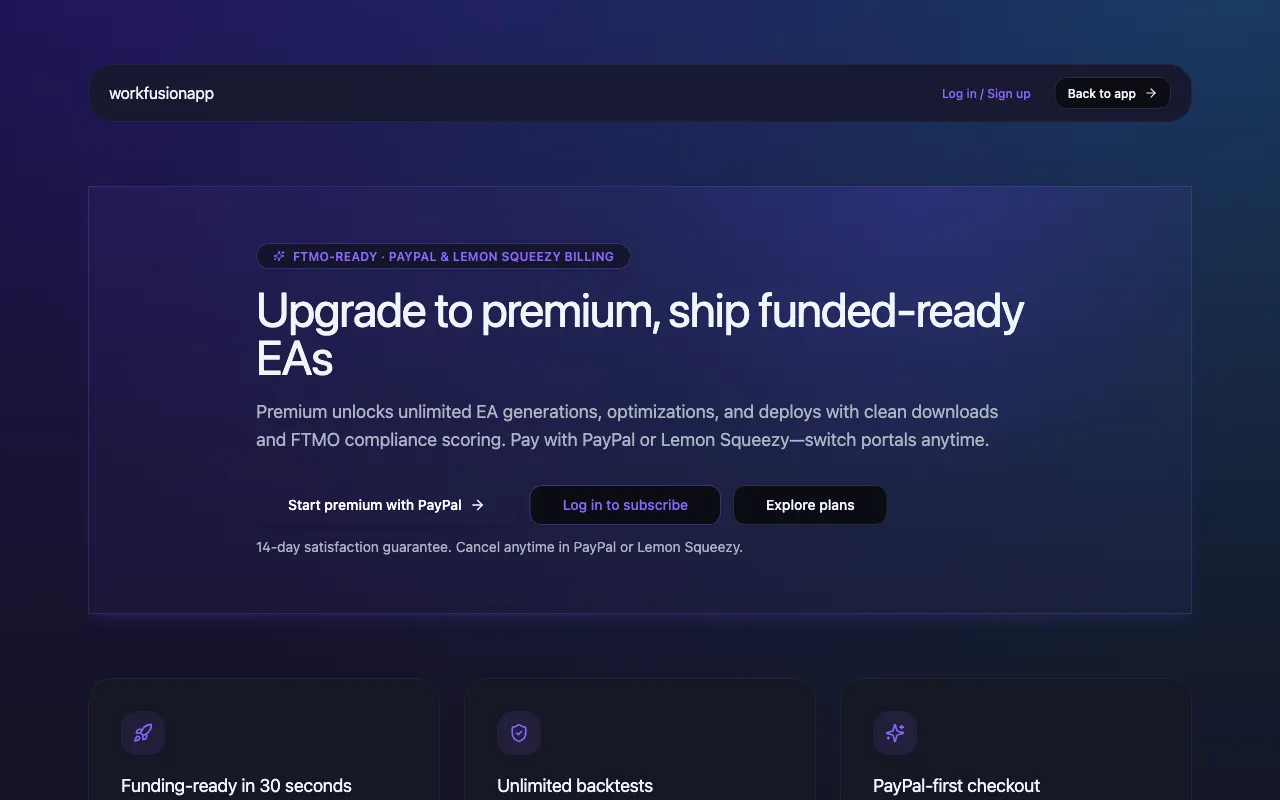 WorkFusion App — pricing page