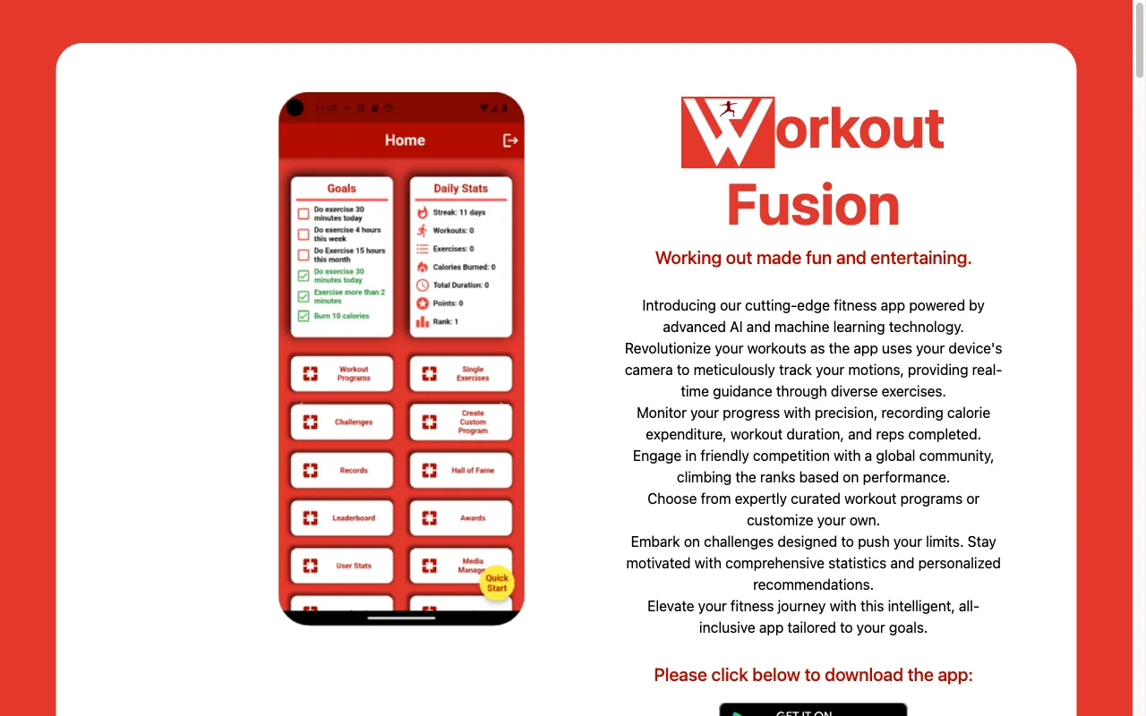 Workout Fusion — preview screenshot