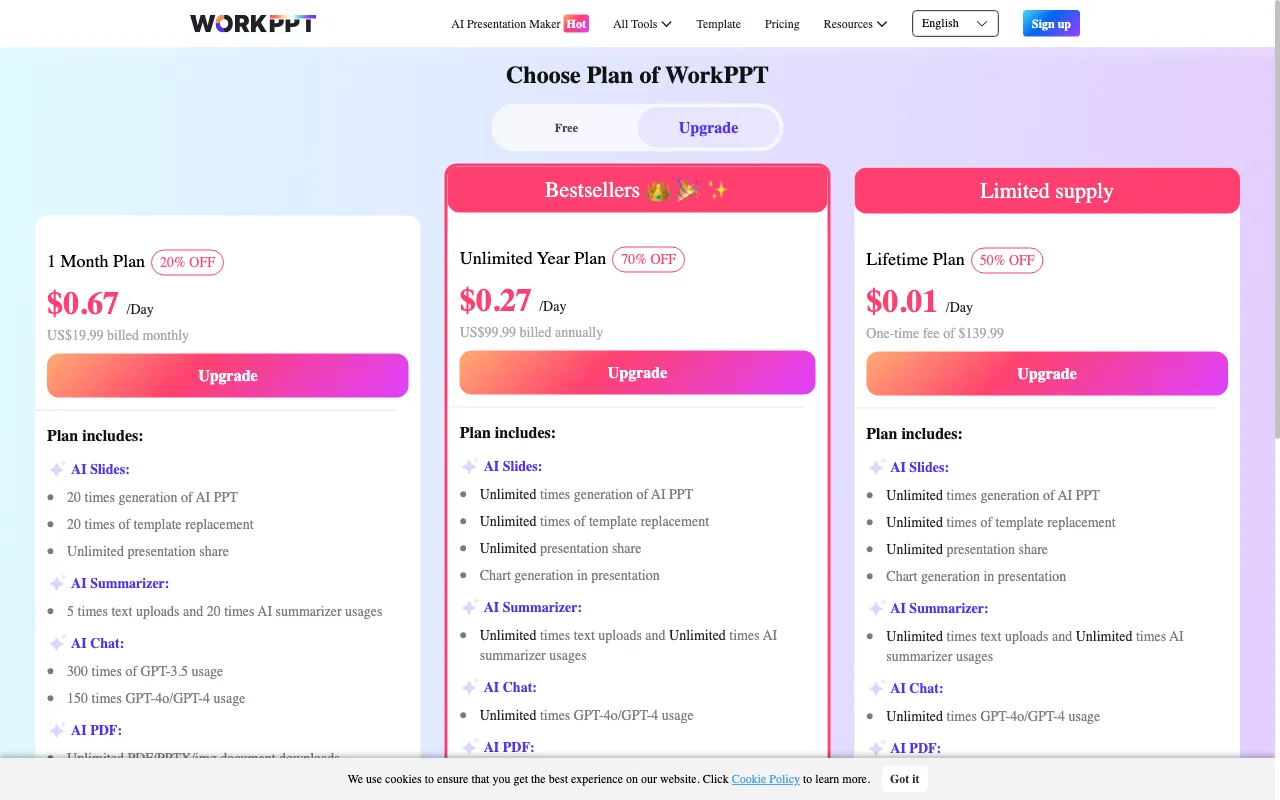 WorkPPT — pricing page