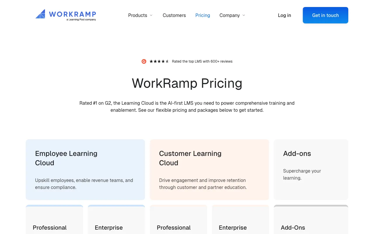 WorkRamp LMS — pricing page