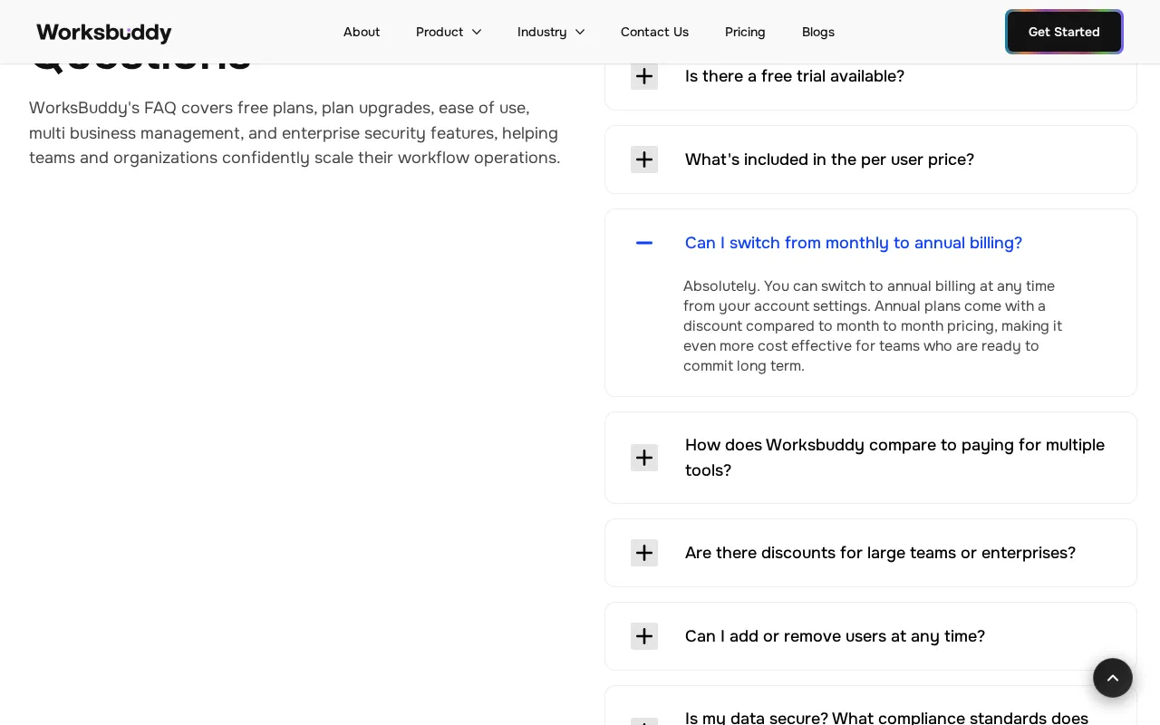 WorksBuddy — pricing page
