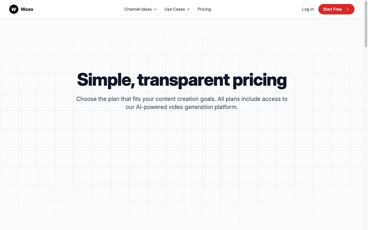 WOXO — pricing page