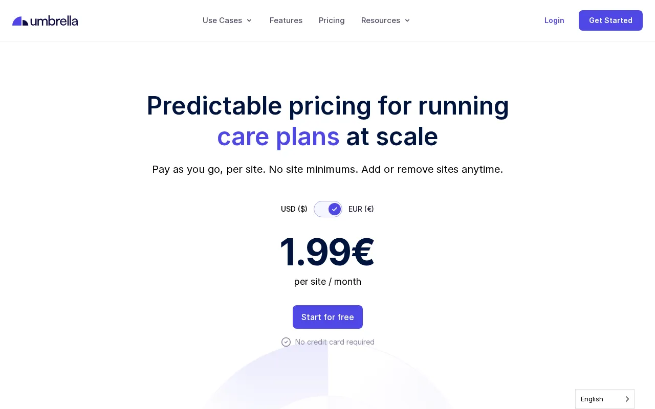 WP Umbrella — pricing page