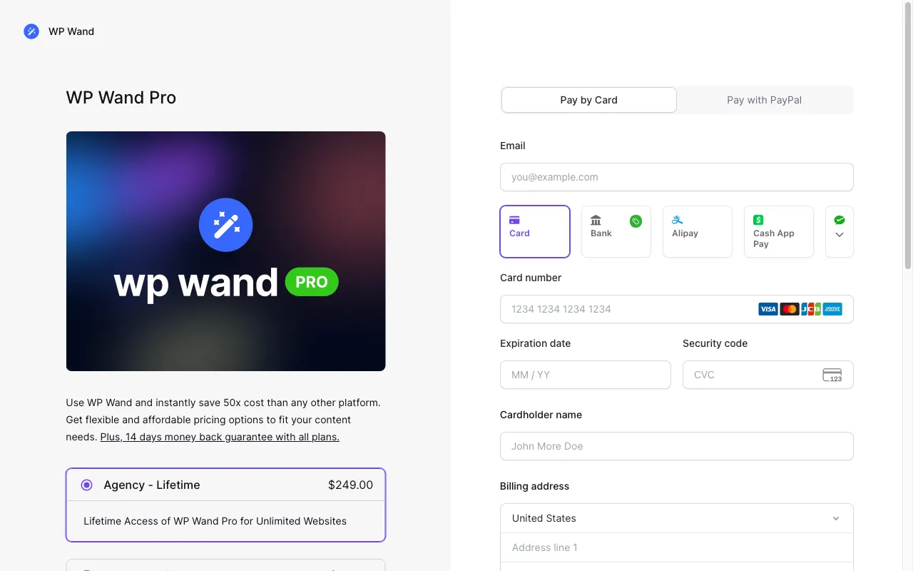 WP Wand — pricing page