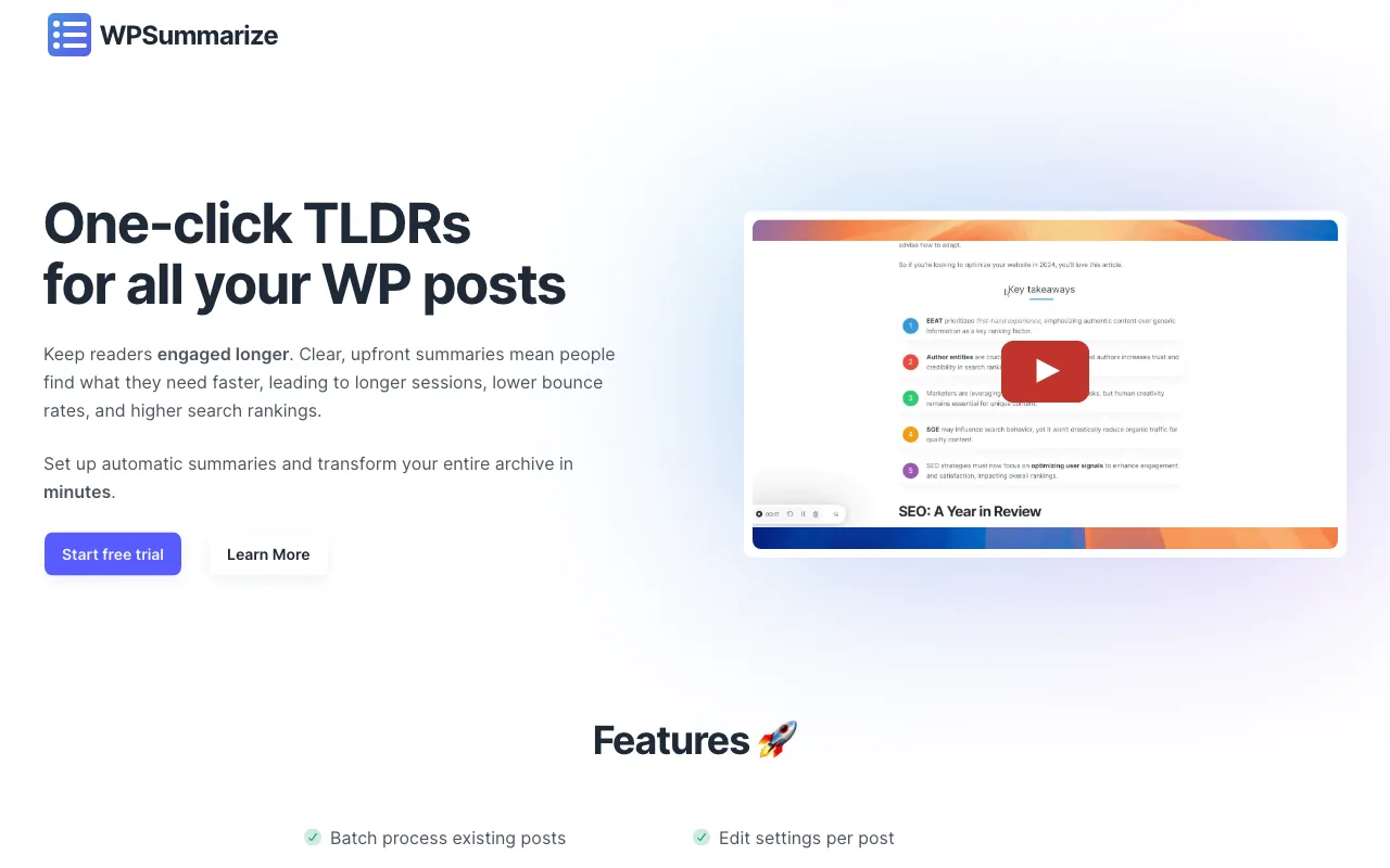 WPSummarize — preview screenshot