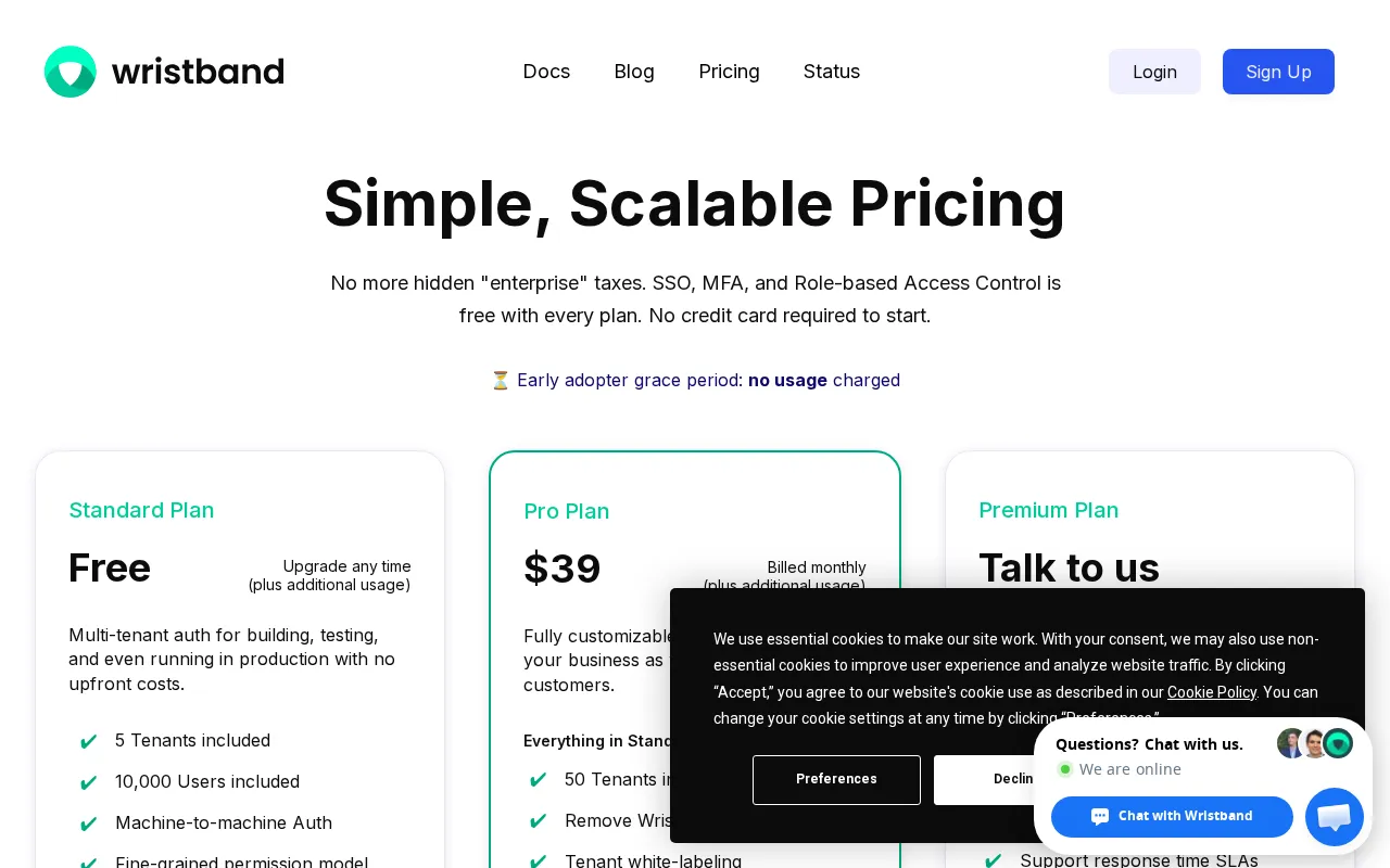 Wristband — pricing page