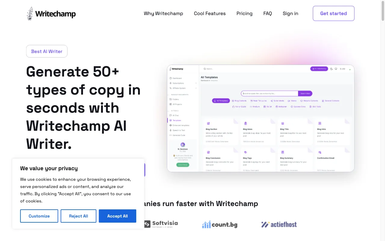 Writechamp.io — preview screenshot