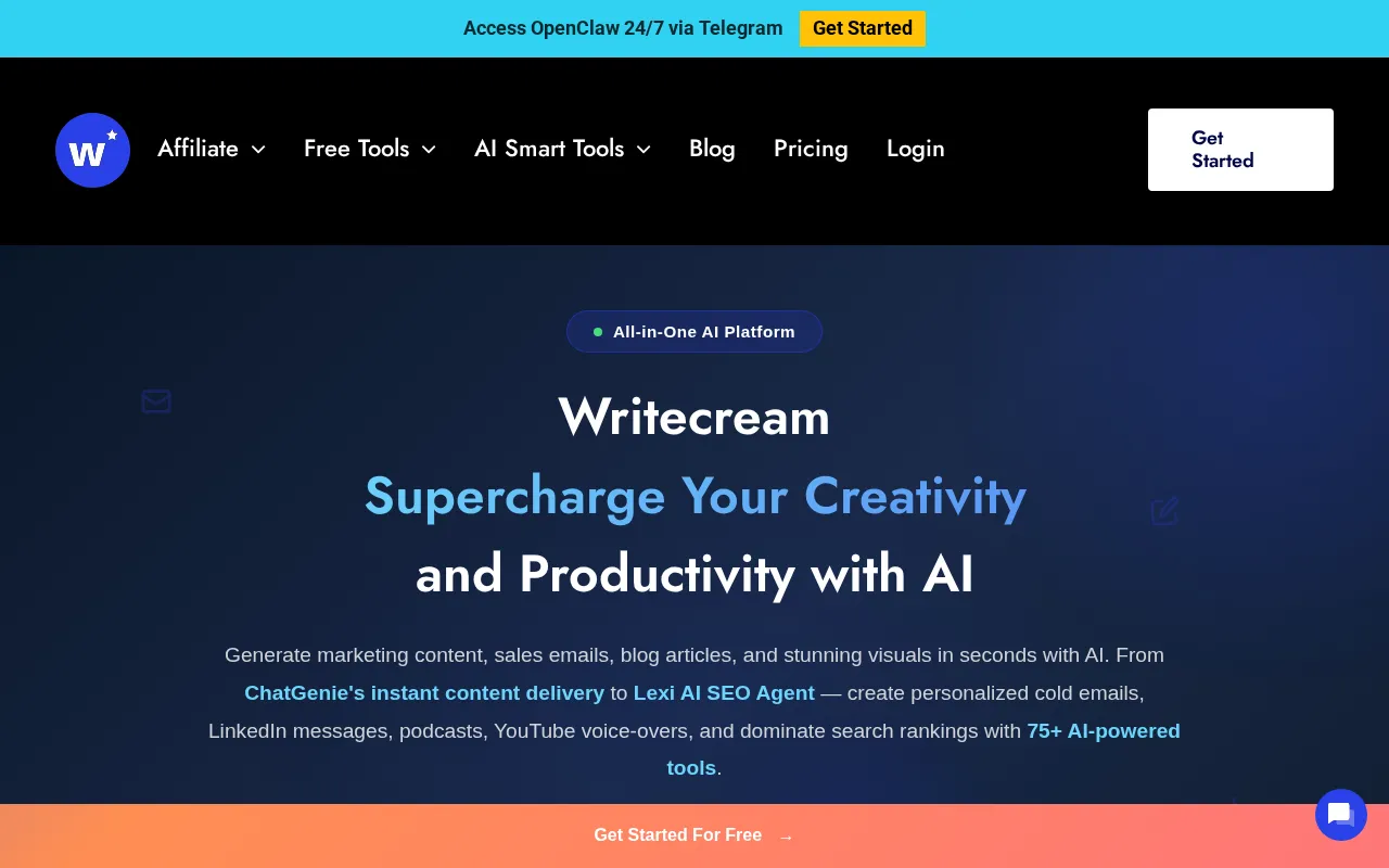 Writecream — pricing page