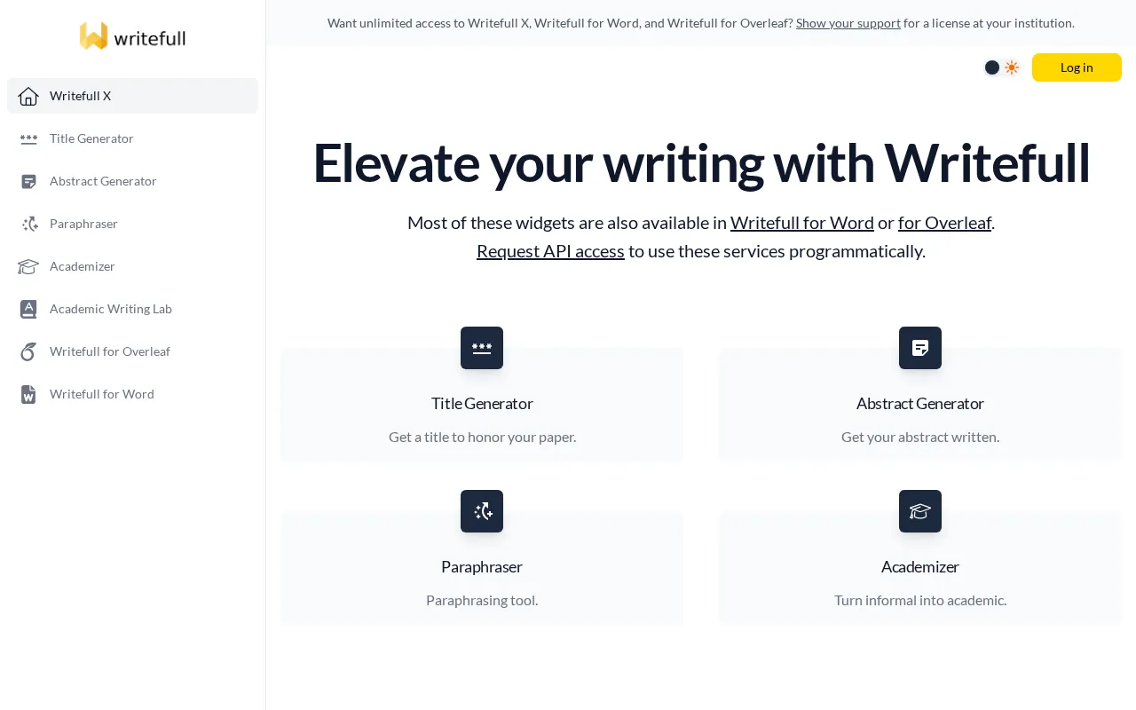 Writefull Academizer — pricing page