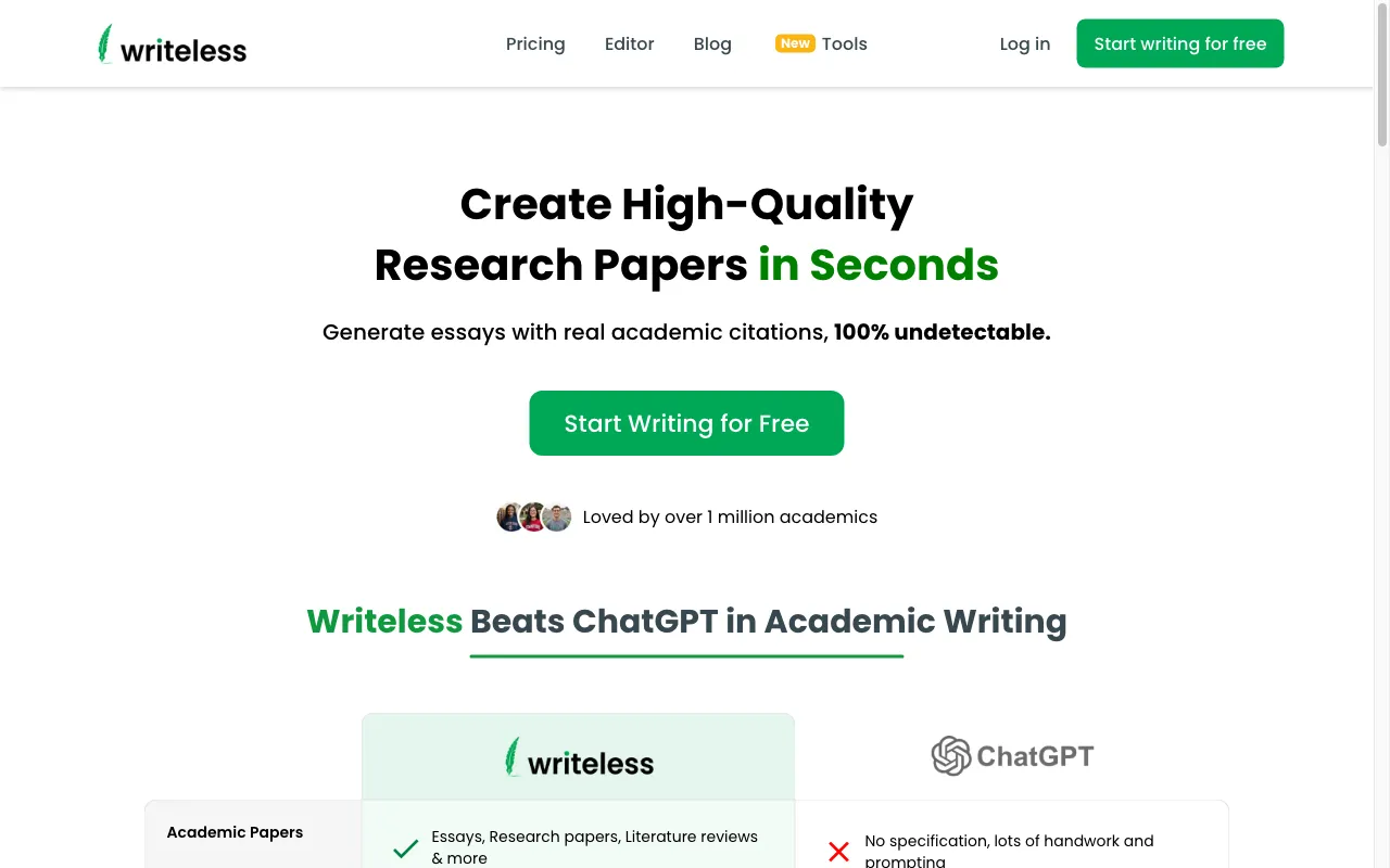 Writeless — preview screenshot