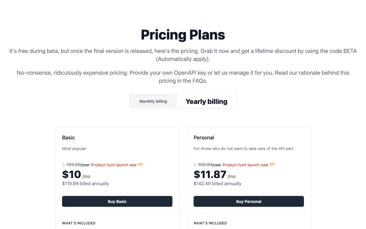 WriteMage — pricing page