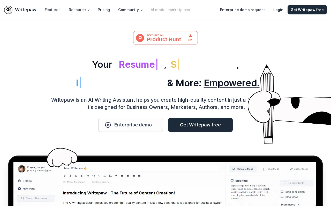 Writepaw.com — preview screenshot