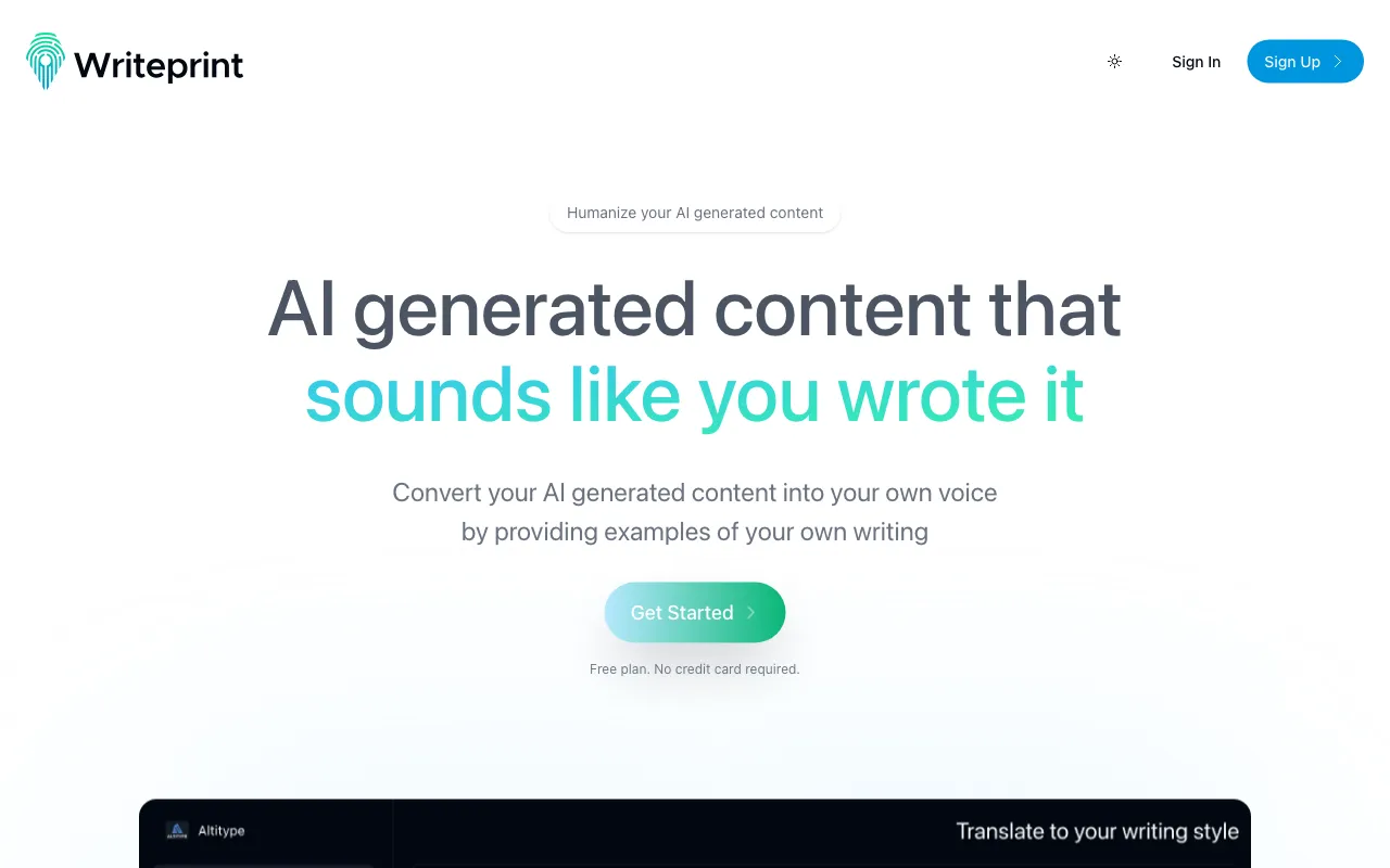 Writeprint.ai — preview screenshot