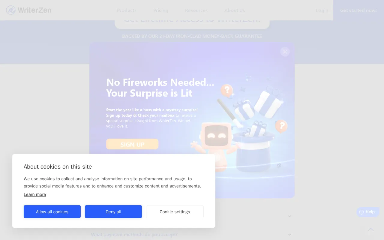 WriterZen — pricing page